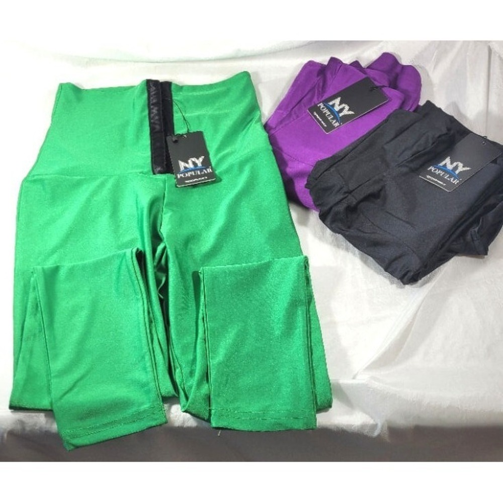 LOT: 3 Pairs NY Popular Adjustable Corset Waist Luxury Turkey Leggings - Sz XXL